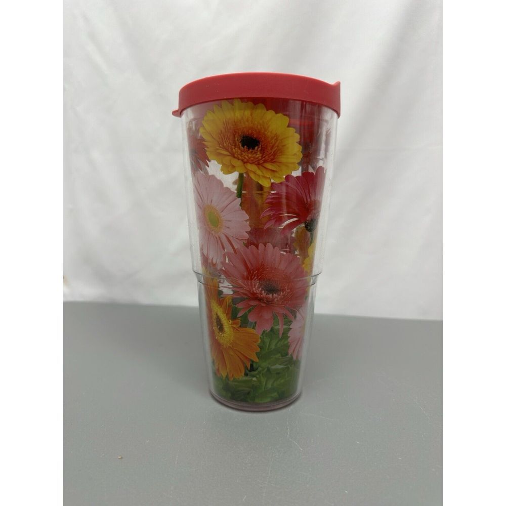 T1 Tervis Gerber Daisy Tumbler with Lid-16oz-Excellent Used Condition #21